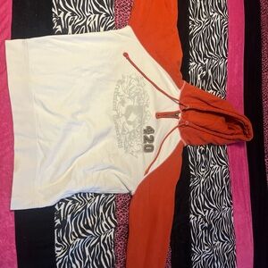 Orange and white hoodie with graphic print 🧡